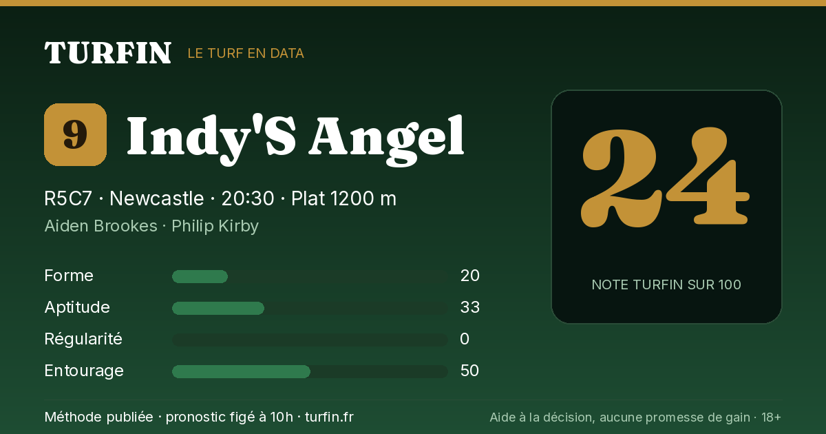 Indy'S Angel, noté 24 sur 100 par Turfin