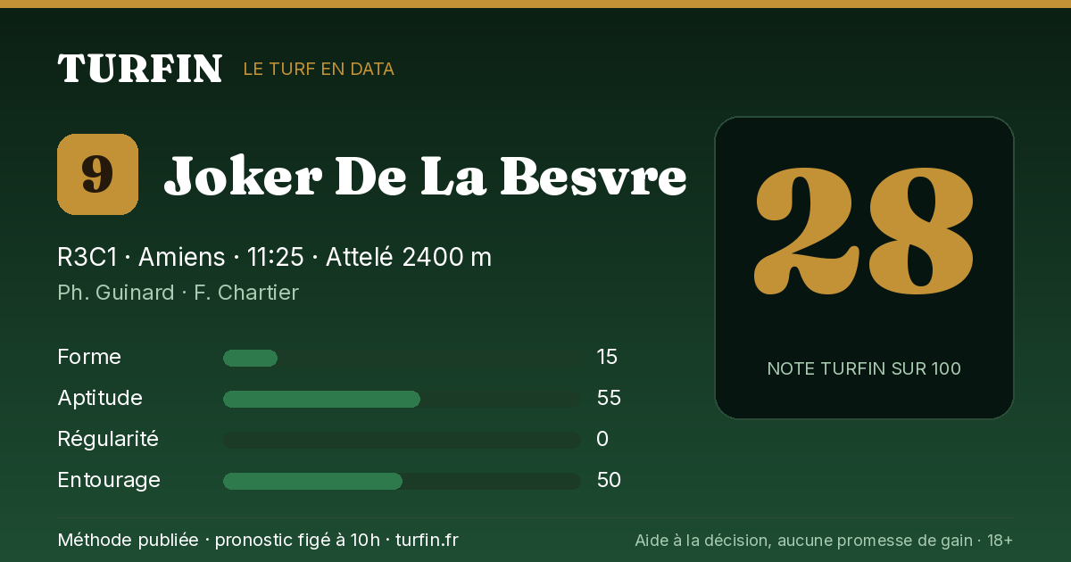 Joker De La Besvre, noté 28 sur 100 par Turfin