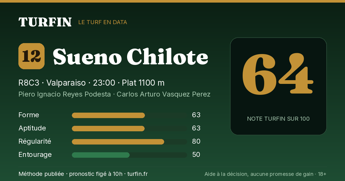 Sueno Chilote, noté 64 sur 100 par Turfin