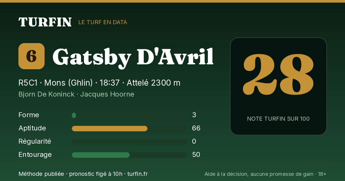 Gatsby D'Avril, noté 28 sur 100 par Turfin