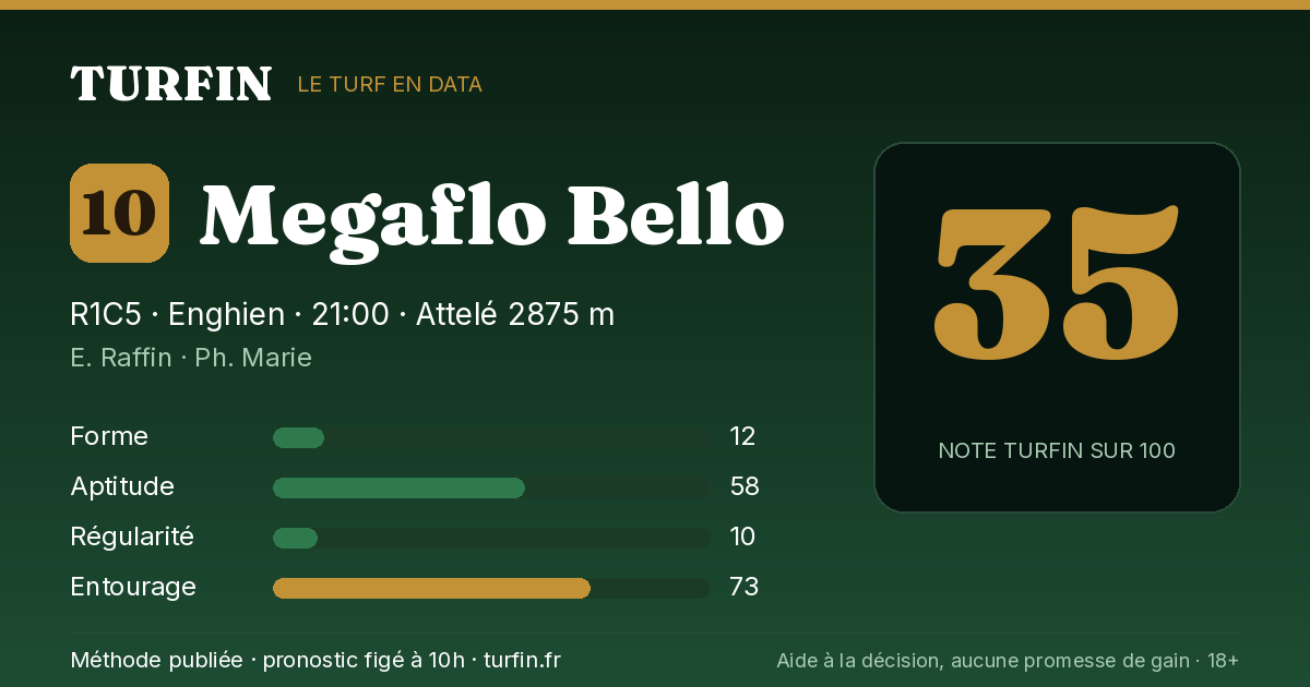 Megaflo Bello, noté 35 sur 100 par Turfin
