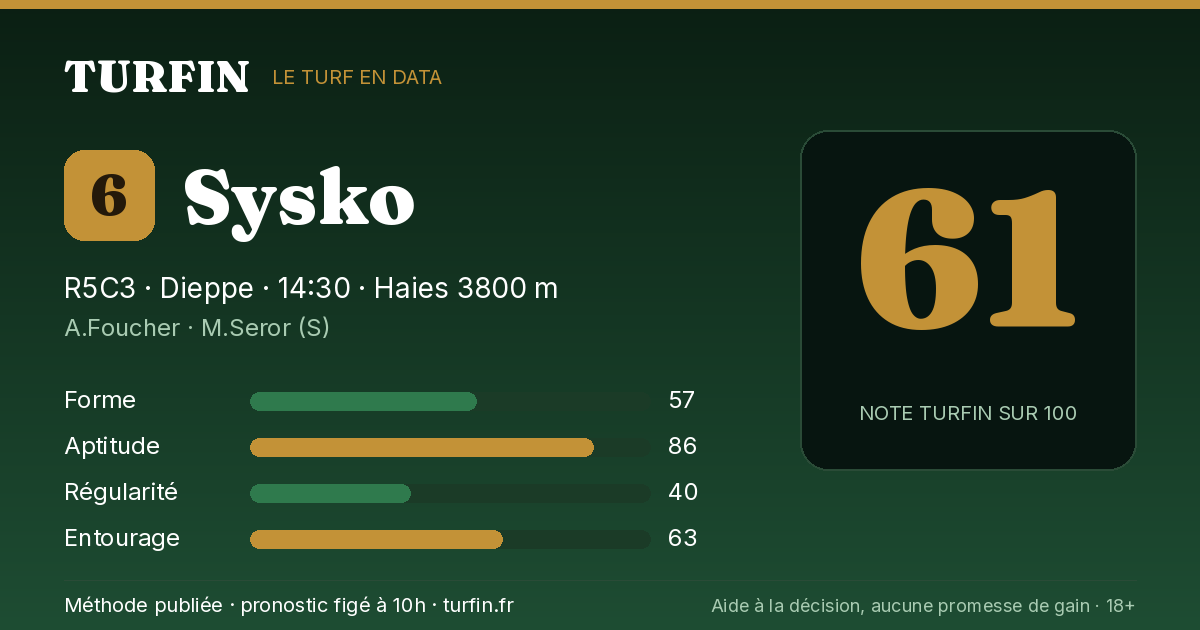Sysko, noté 61 sur 100 par Turfin