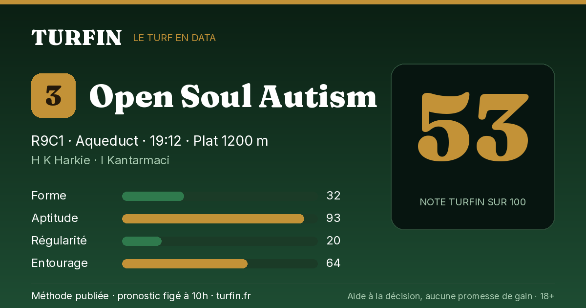 Open Soul Autism, noté 53 sur 100 par Turfin