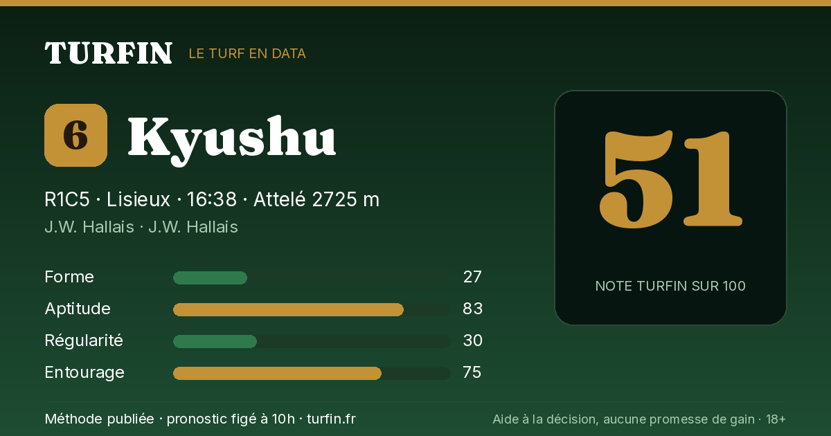 Kyushu, noté 51 sur 100 par Turfin