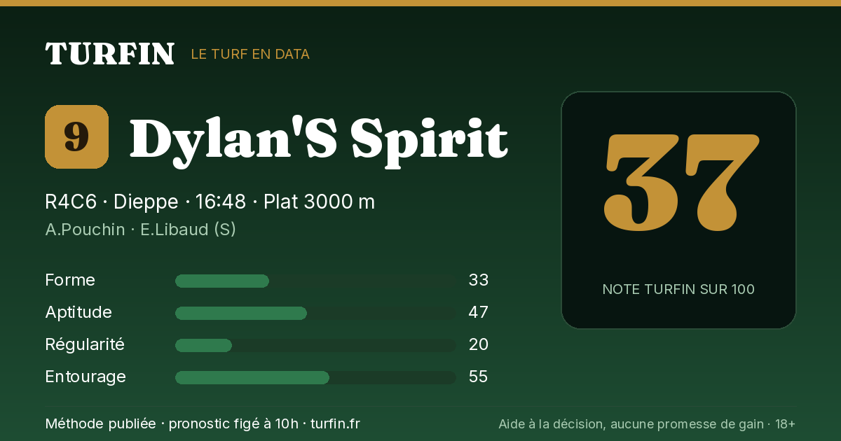 Dylan'S Spirit, noté 37 sur 100 par Turfin