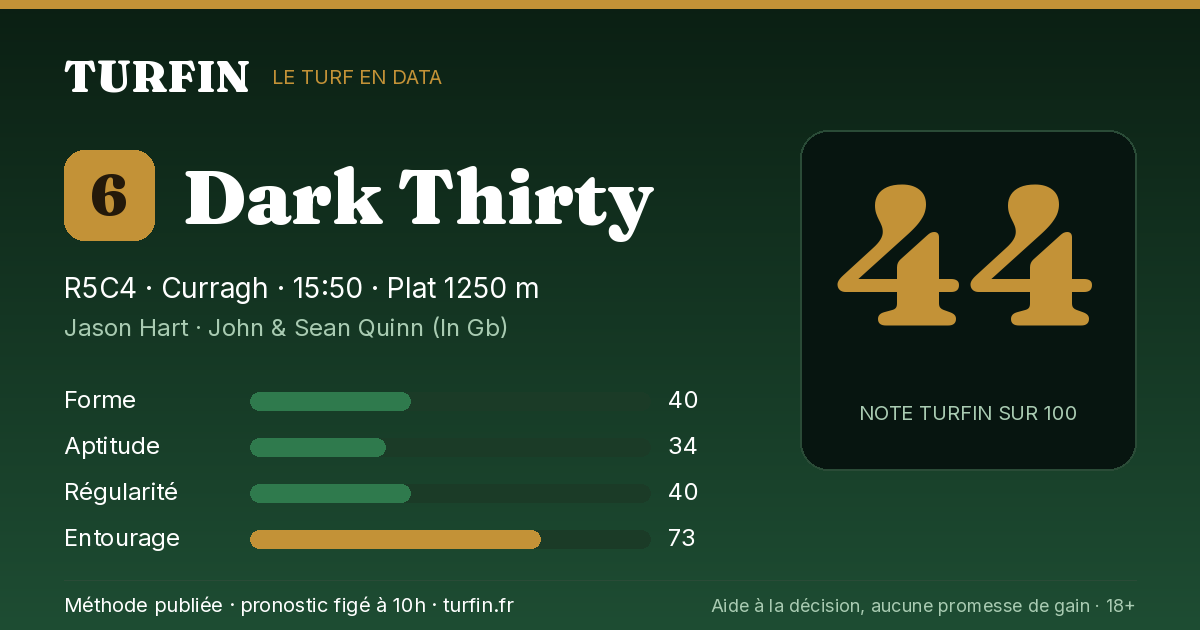 Dark Thirty, noté 44 sur 100 par Turfin