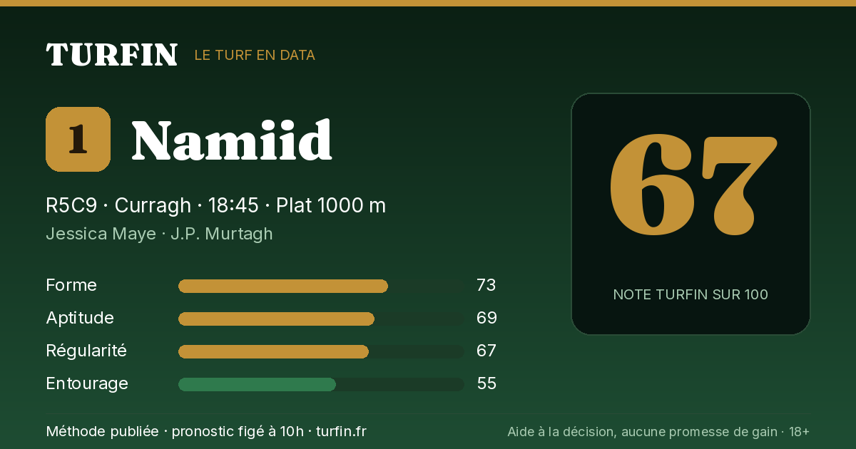 Namiid, noté 67 sur 100 par Turfin