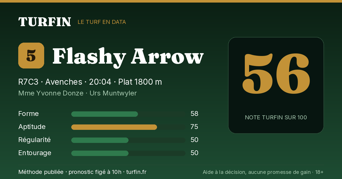 Flashy Arrow, noté 56 sur 100 par Turfin