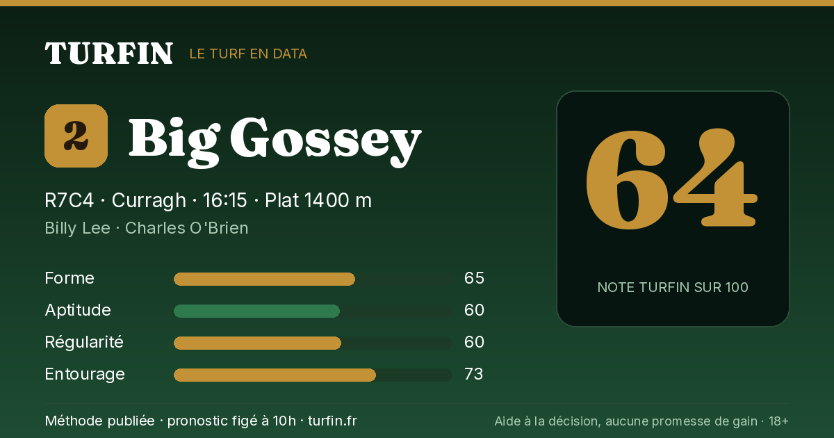 Big Gossey, noté 64 sur 100 par Turfin