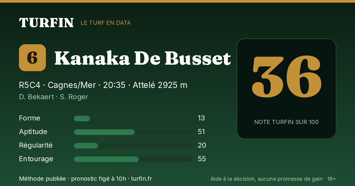 Kanaka De Busset, noté 36 sur 100 par Turfin