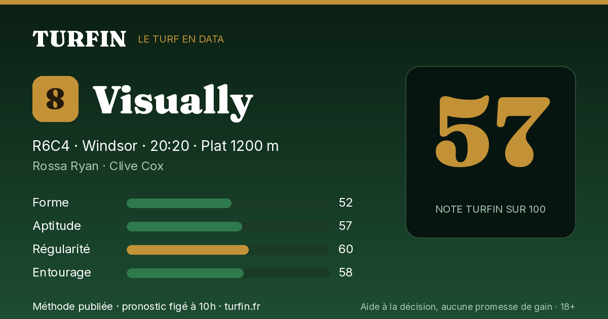 Visually, noté 57 sur 100 par Turfin