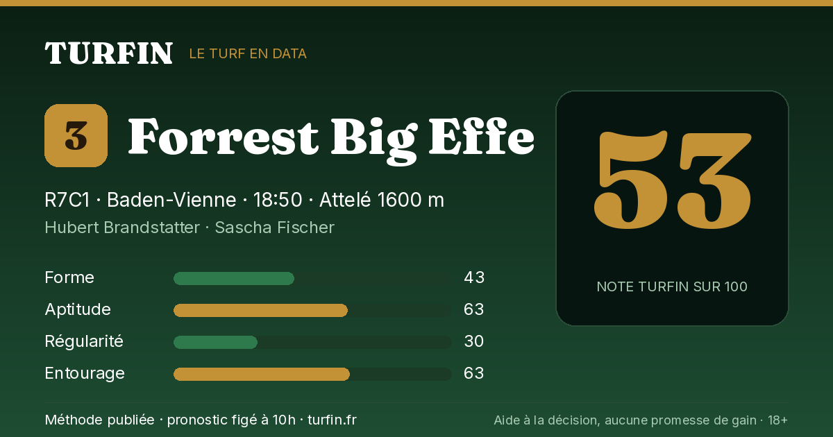 Forrest Big Effe, noté 53 sur 100 par Turfin