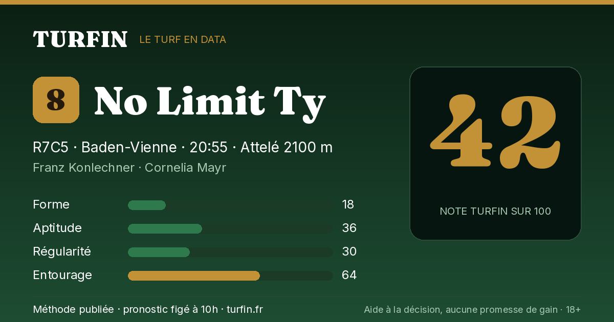 No Limit Ty, noté 42 sur 100 par Turfin