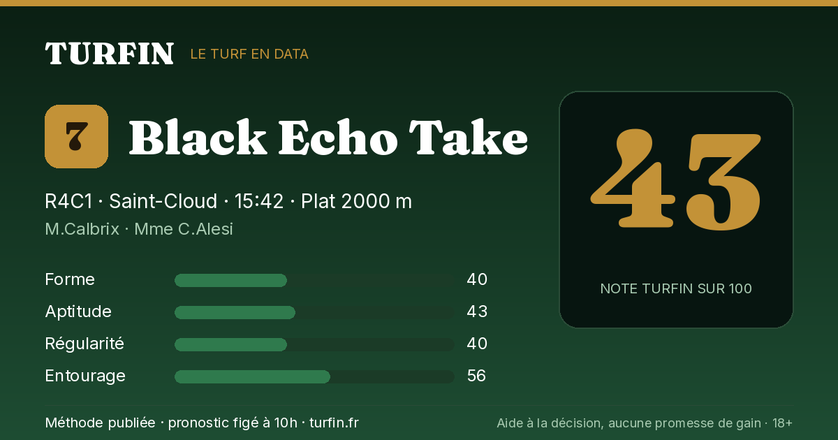Black Echo Take, noté 43 sur 100 par Turfin