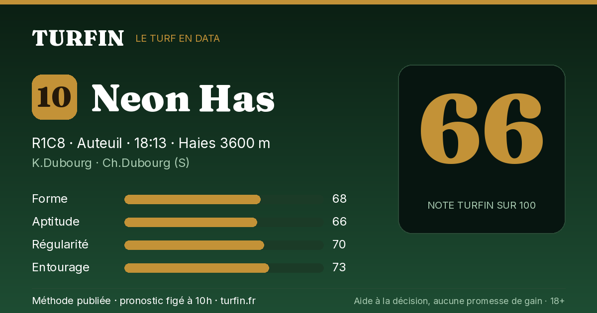 Neon Has, noté 66 sur 100 par Turfin