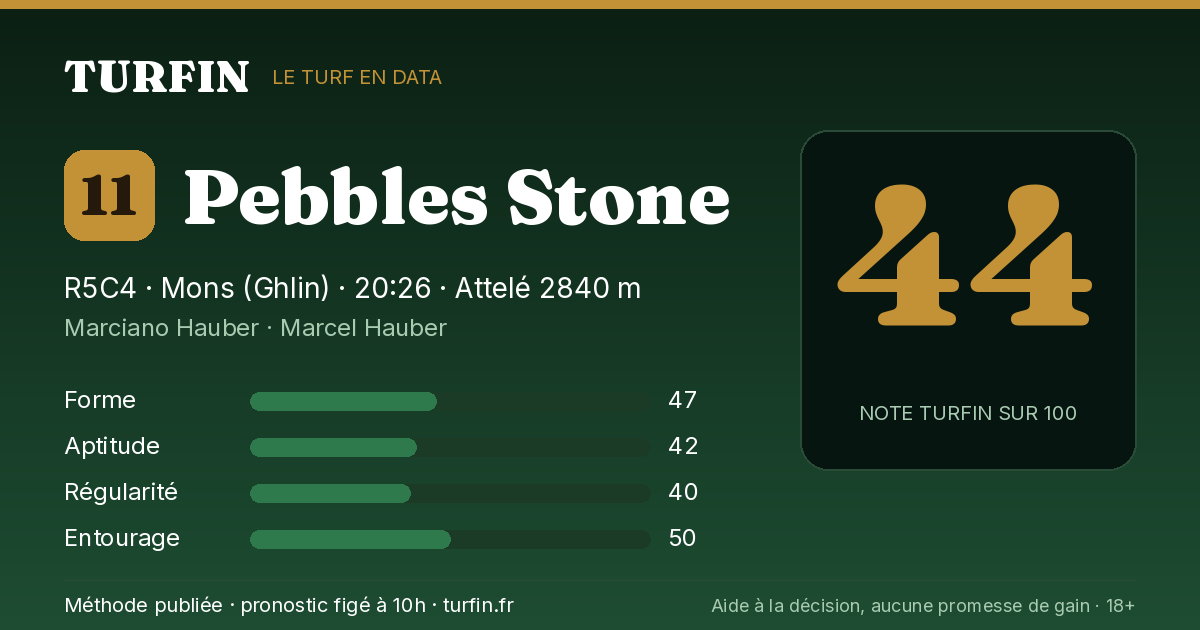 Pebbles Stone, noté 44 sur 100 par Turfin