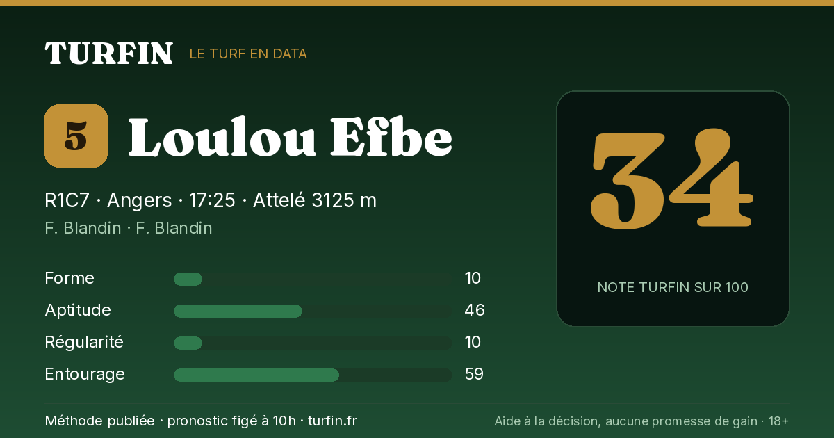 Loulou Efbe, noté 34 sur 100 par Turfin