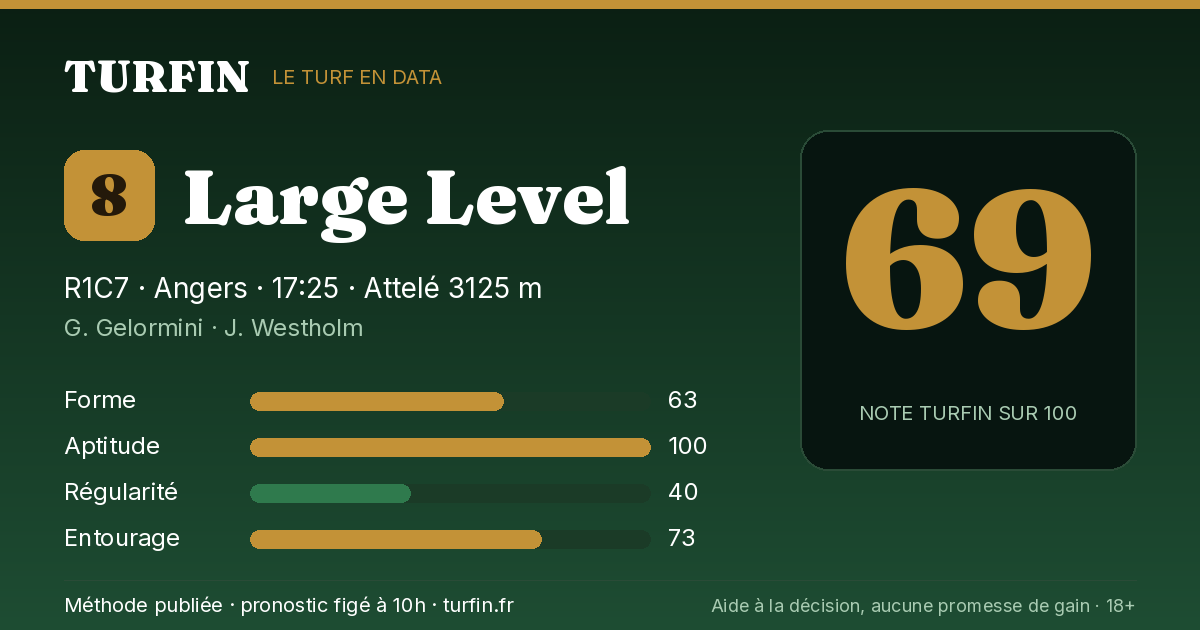 Large Level, noté 69 sur 100 par Turfin
