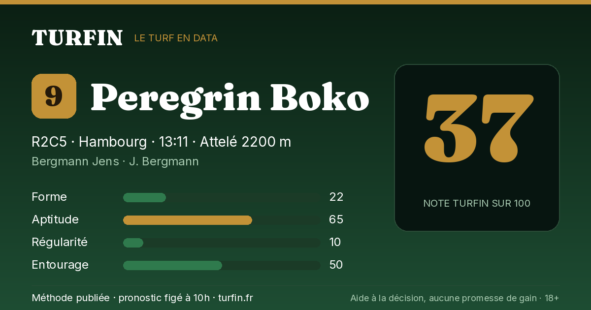 Peregrin Boko, noté 37 sur 100 par Turfin
