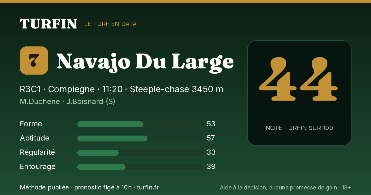 Navajo Du Large, noté 44 sur 100 par Turfin