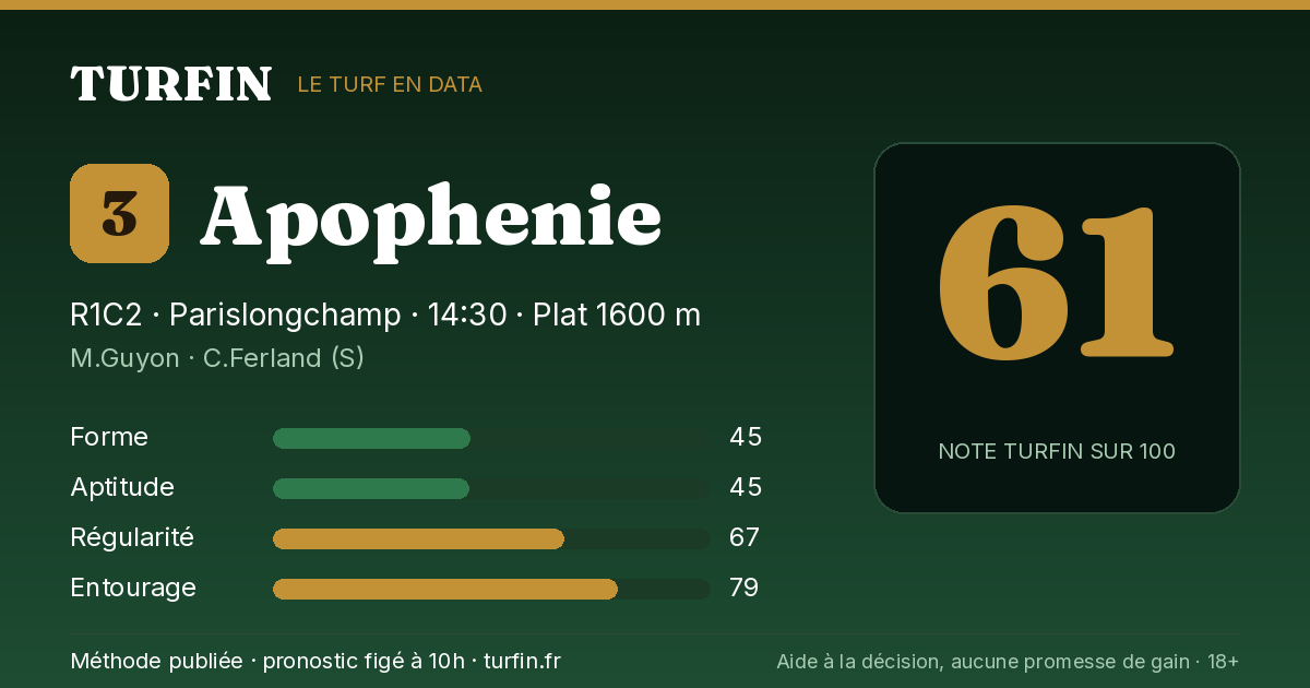Apophenie, noté 61 sur 100 par Turfin