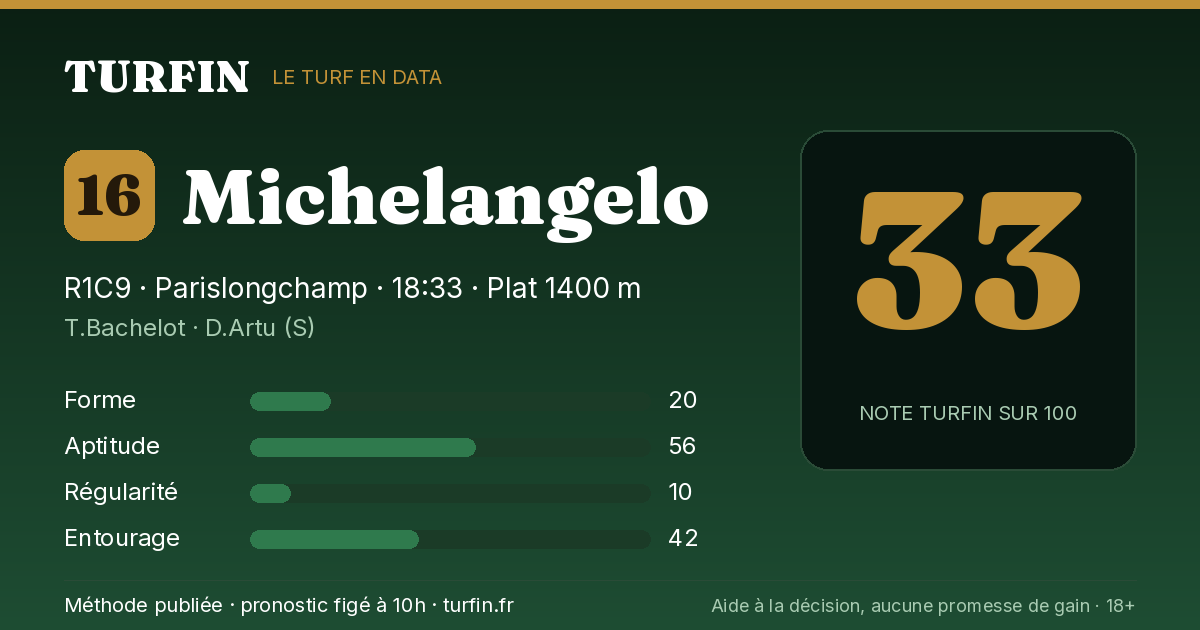 Michelangelo, noté 33 sur 100 par Turfin