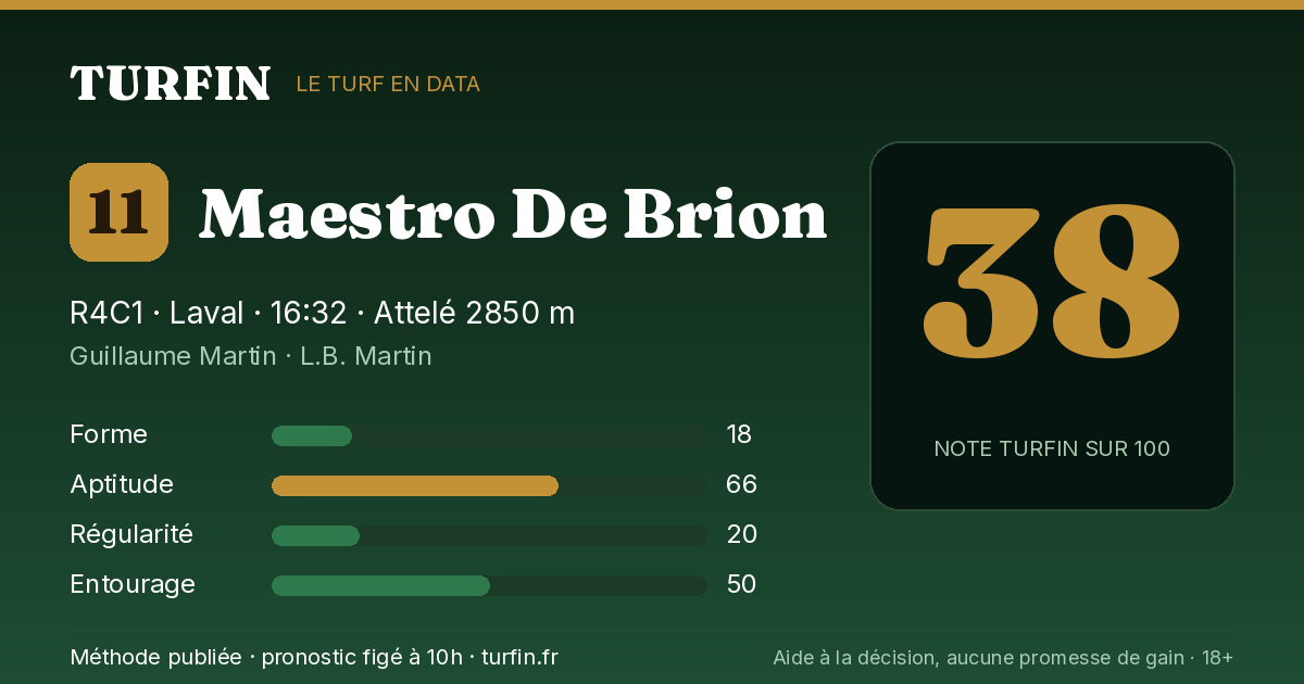 Maestro De Brion, noté 38 sur 100 par Turfin
