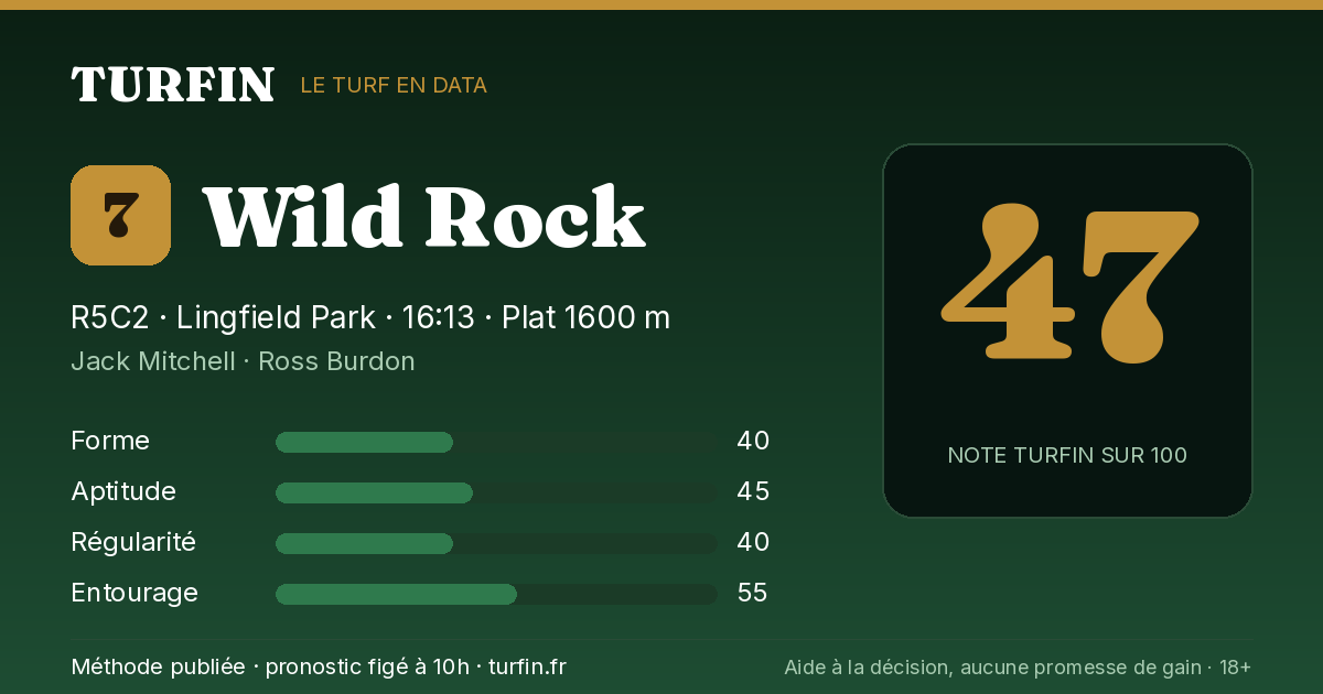 Wild Rock, noté 47 sur 100 par Turfin