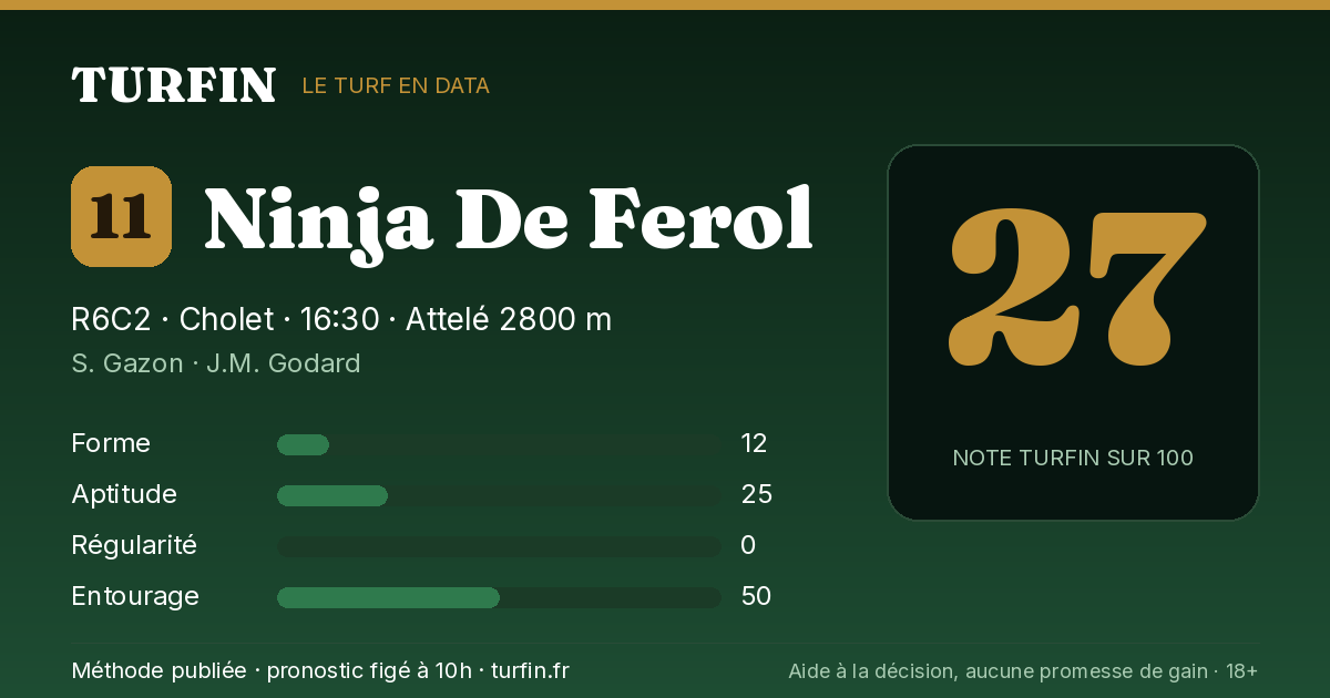 Ninja De Ferol, noté 27 sur 100 par Turfin
