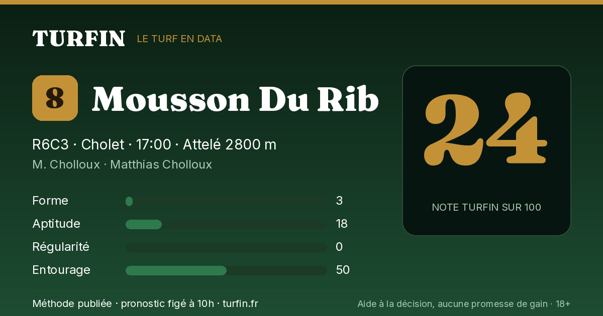 Mousson Du Rib, noté 24 sur 100 par Turfin