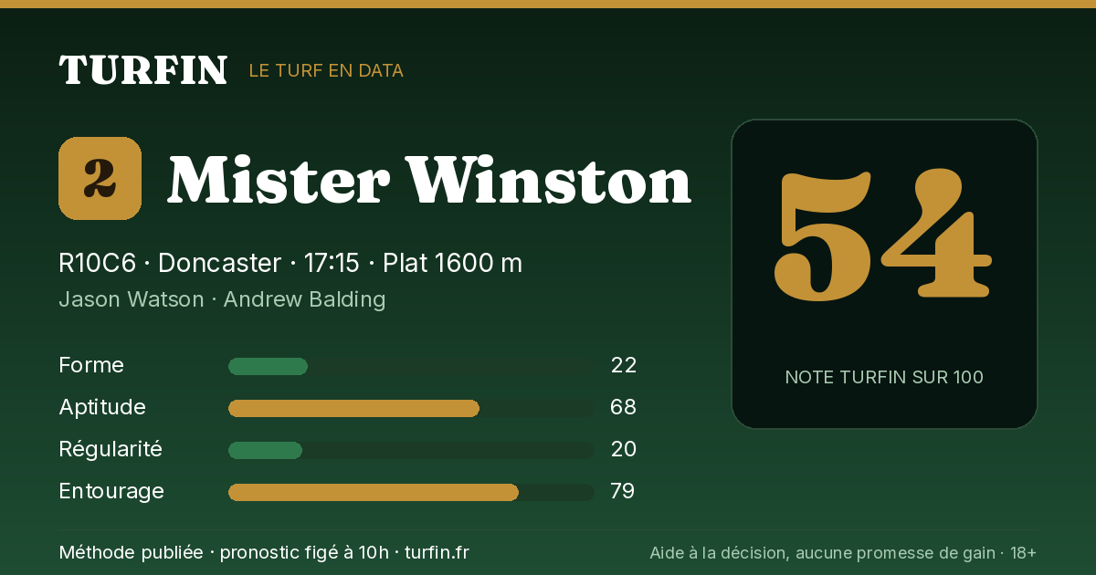 Mister Winston, noté 54 sur 100 par Turfin