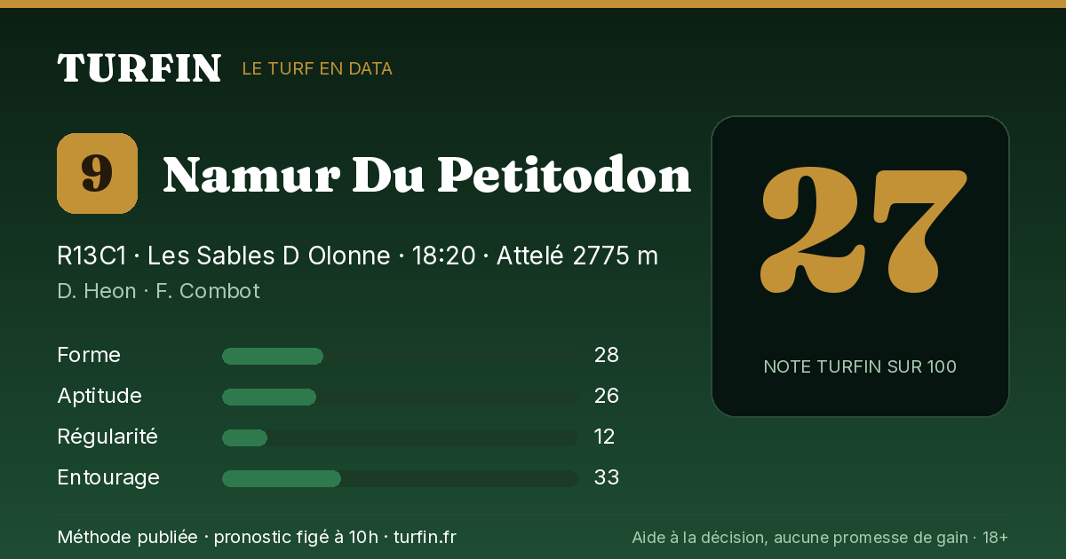 Namur Du Petitodon, noté 27 sur 100 par Turfin