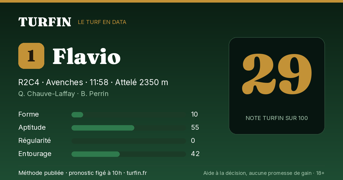 Flavio, noté 29 sur 100 par Turfin
