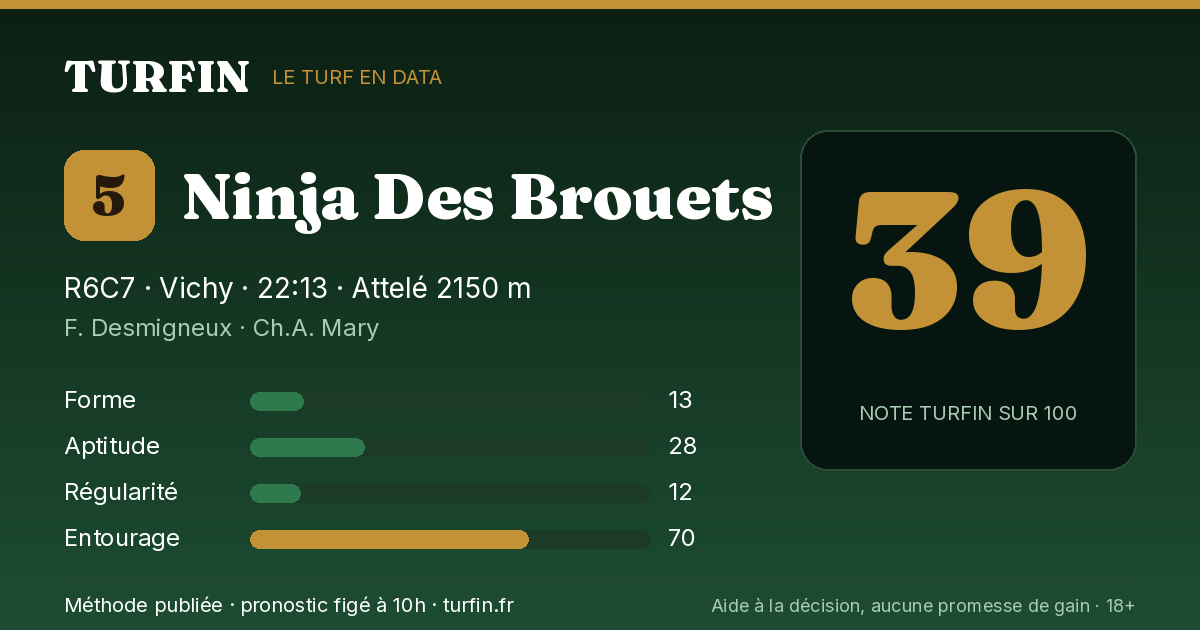 Ninja Des Brouets, noté 39 sur 100 par Turfin