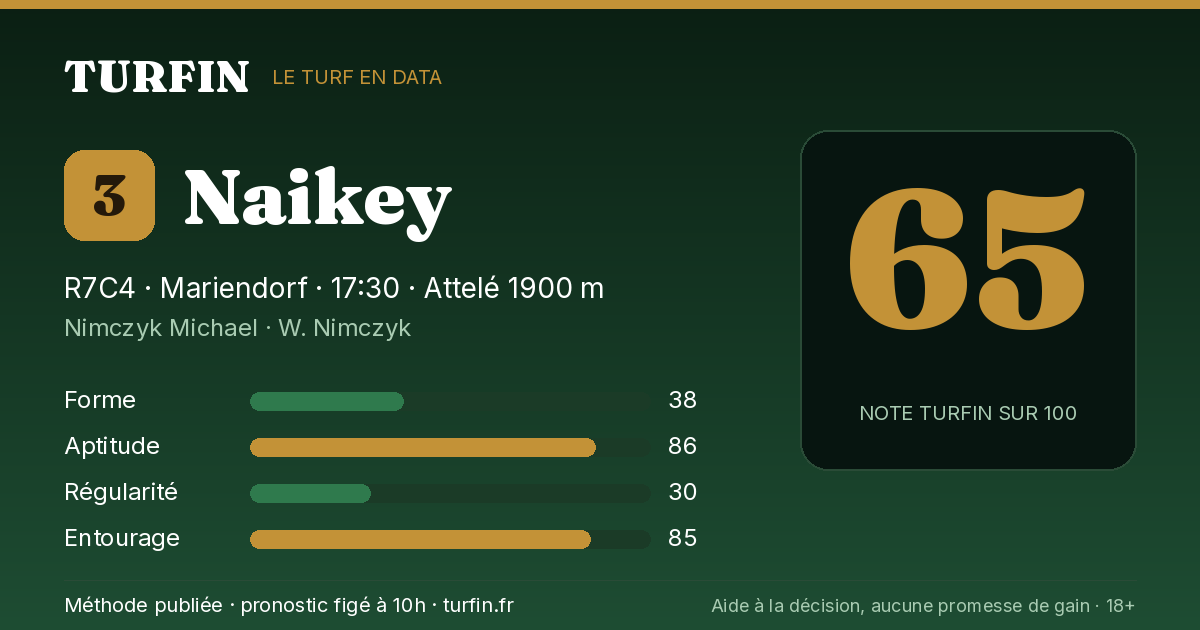 Naikey, noté 65 sur 100 par Turfin