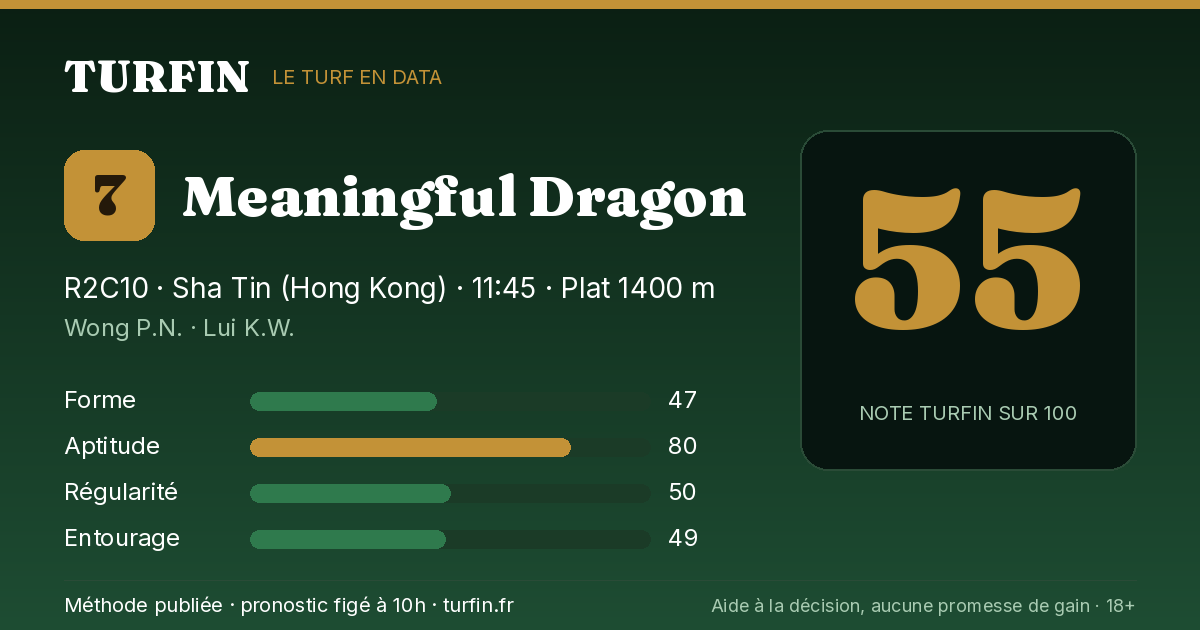 Meaningful Dragon, noté 55 sur 100 par Turfin