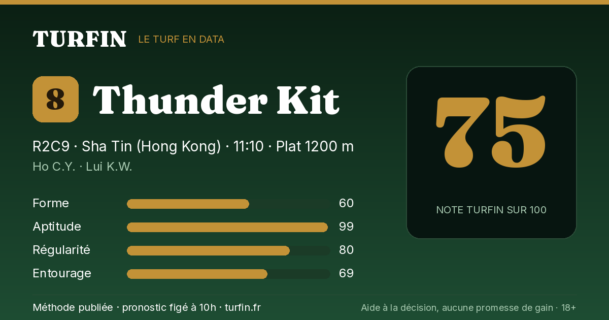 Thunder Kit, noté 75 sur 100 par Turfin