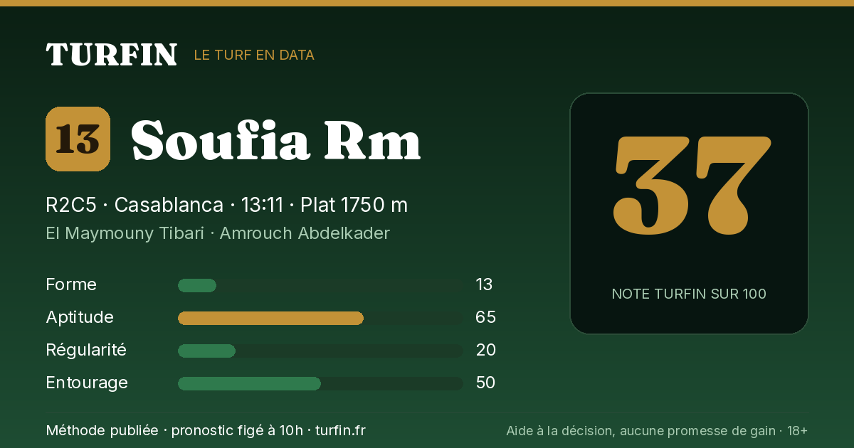 Soufia Rm, noté 37 sur 100 par Turfin
