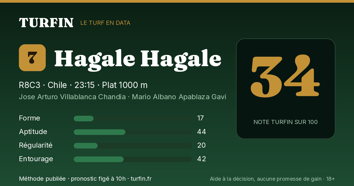 Hagale Hagale, noté 34 sur 100 par Turfin