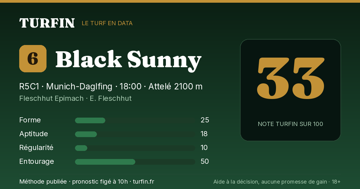 Black Sunny, noté 33 sur 100 par Turfin
