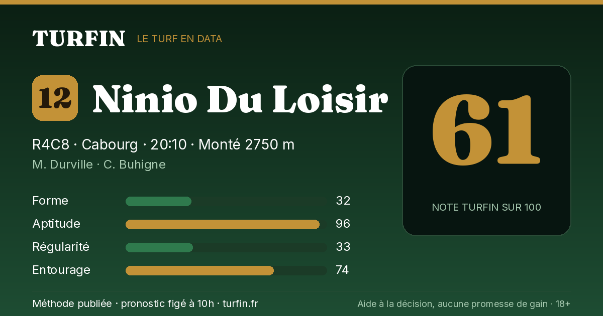 Ninio Du Loisir, noté 61 sur 100 par Turfin