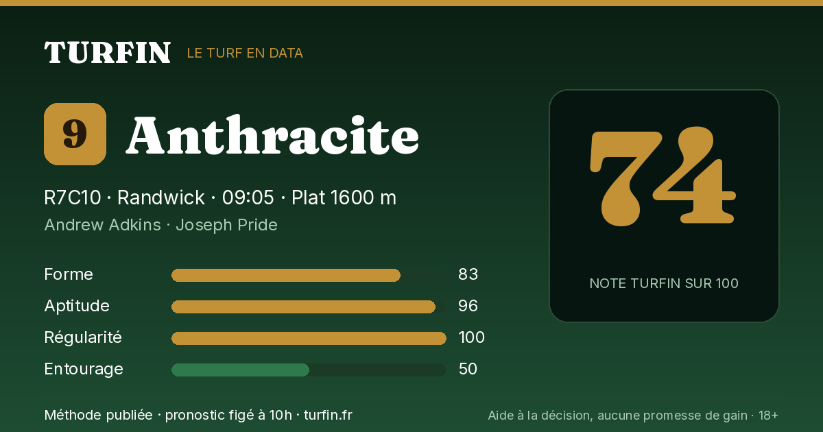 Anthracite, noté 74 sur 100 par Turfin