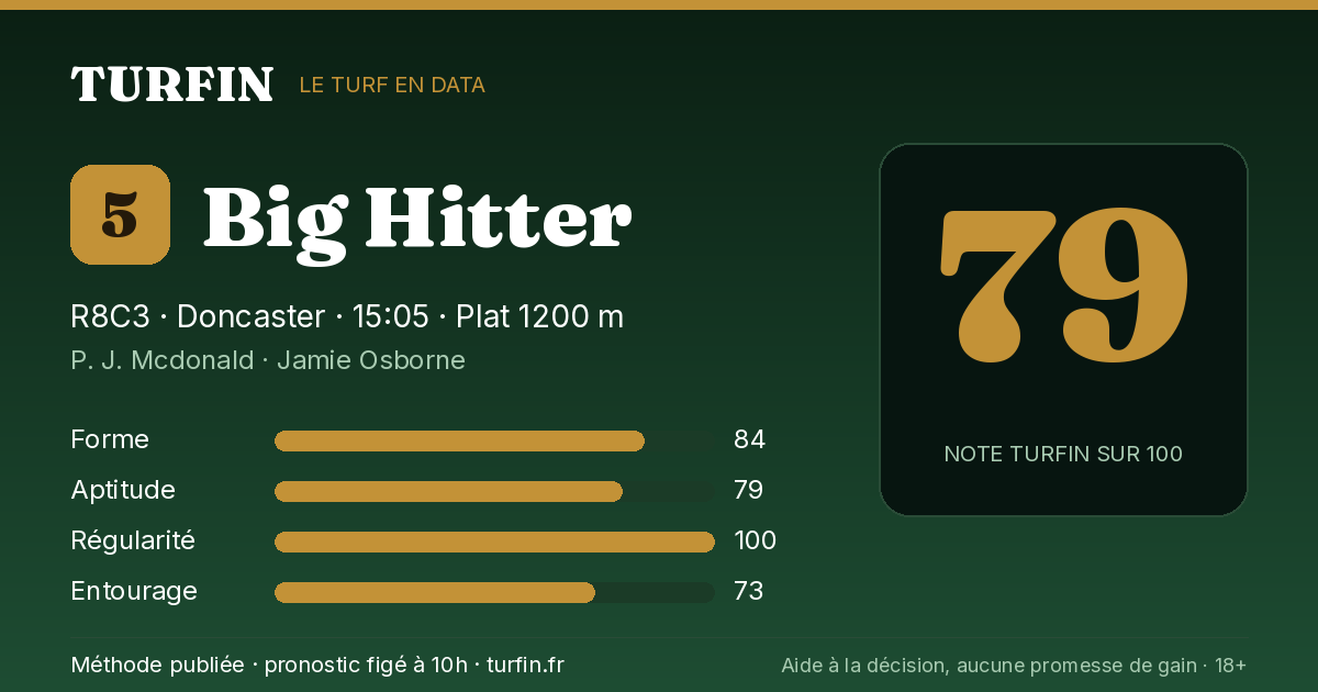 Big Hitter, noté 79 sur 100 par Turfin