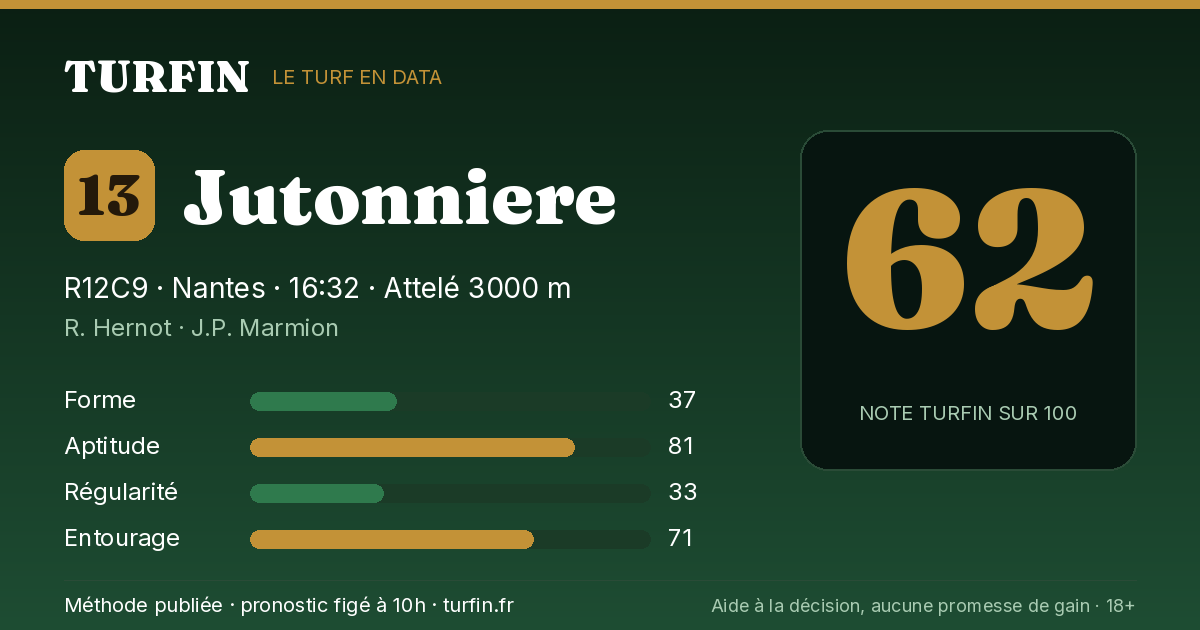 Jutonniere, noté 62 sur 100 par Turfin