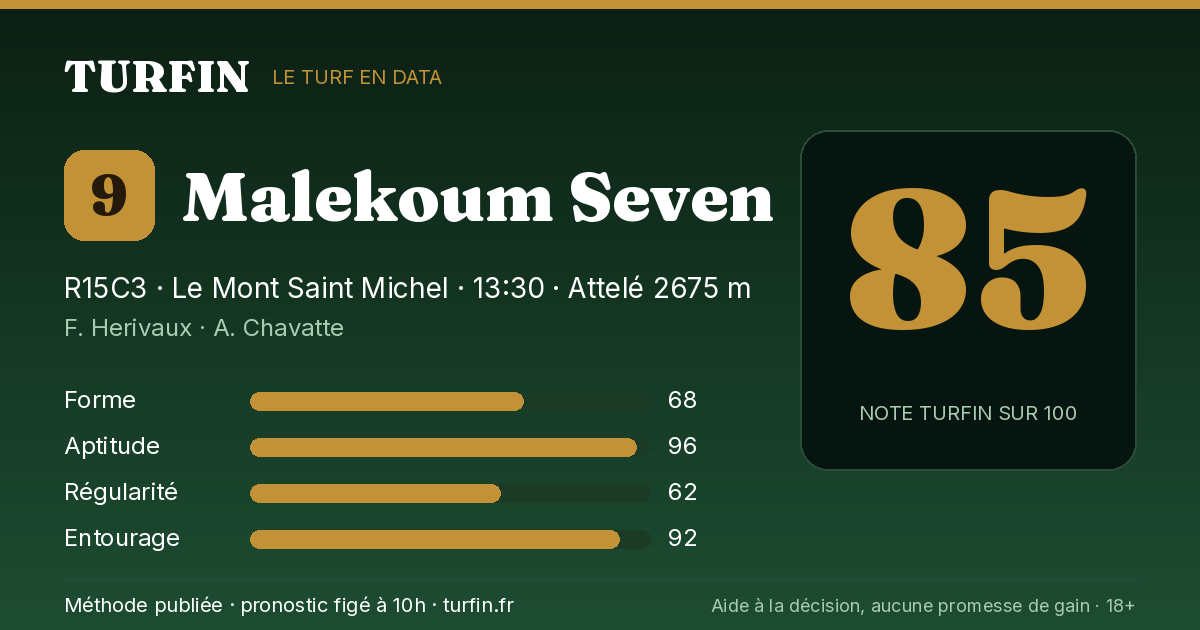 Malekoum Seven, noté 85 sur 100 par Turfin