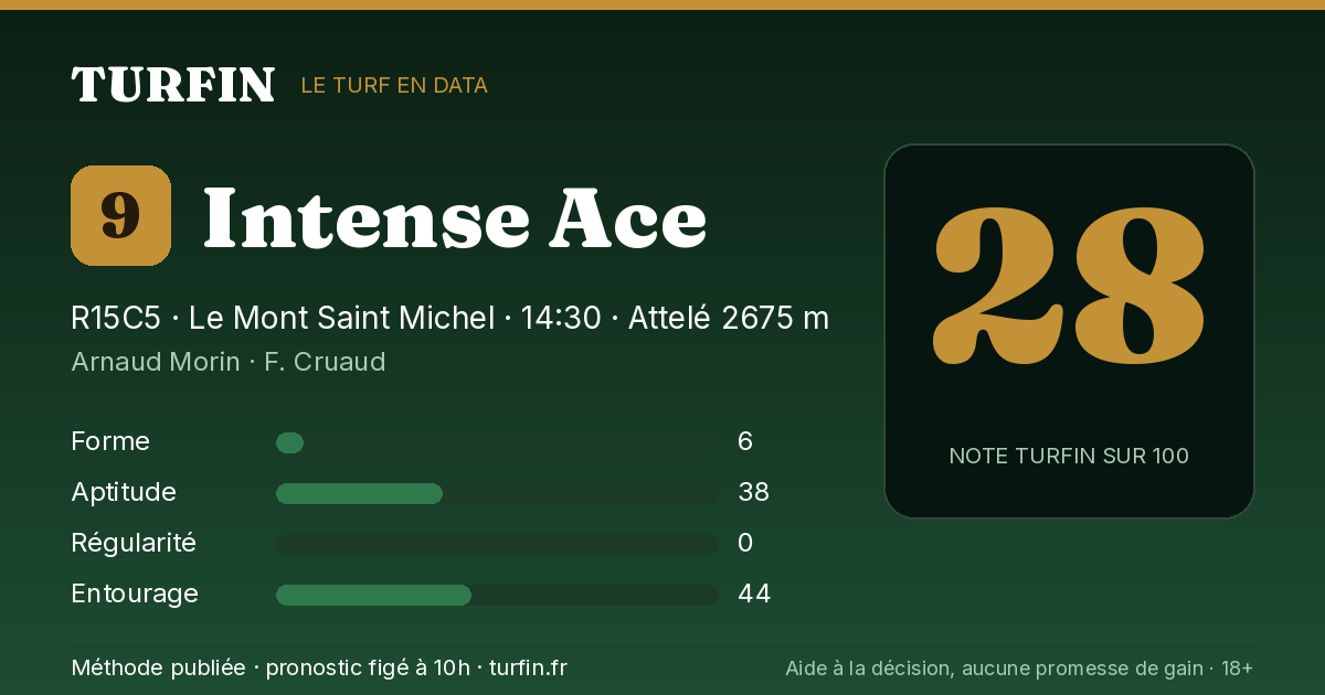 Intense Ace, noté 28 sur 100 par Turfin