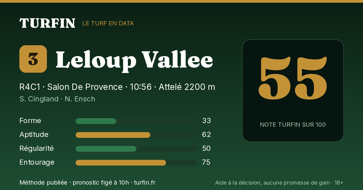 Leloup Vallee, noté 55 sur 100 par Turfin