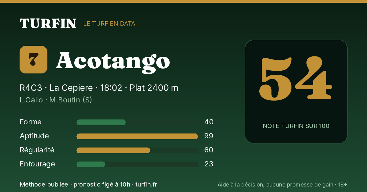 Acotango, noté 54 sur 100 par Turfin