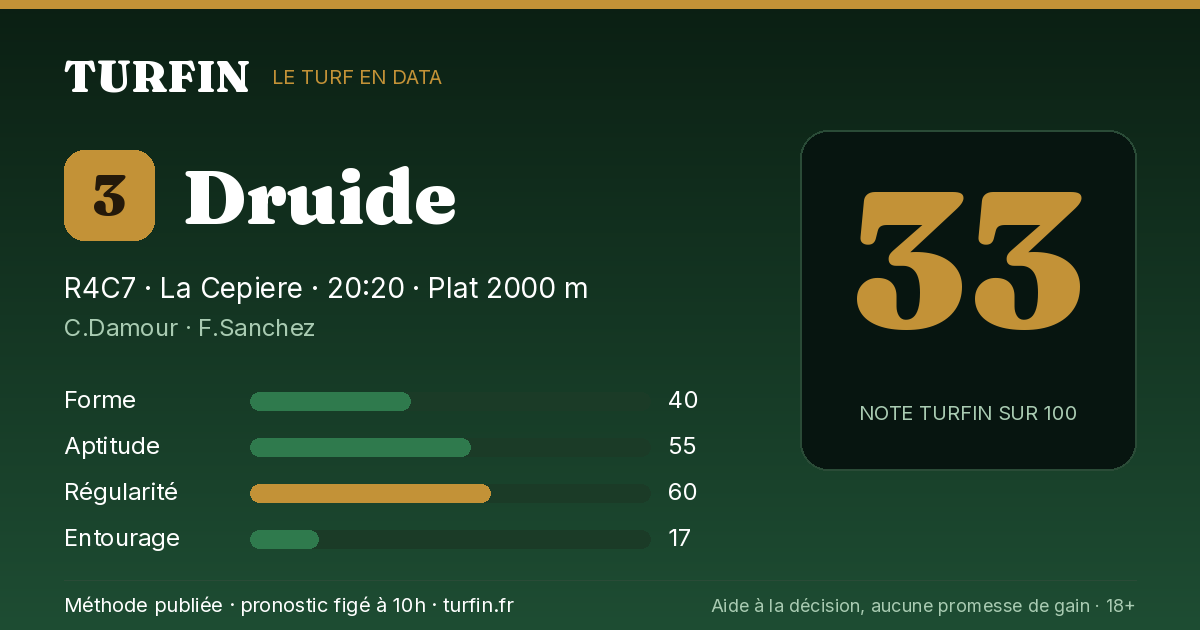 Druide, noté 33 sur 100 par Turfin