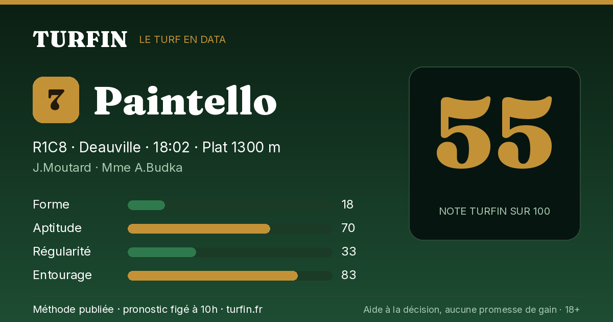 Paintello, noté 55 sur 100 par Turfin